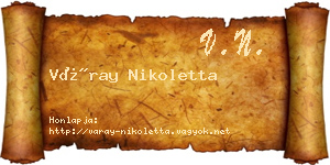 Váray Nikoletta névjegykártya